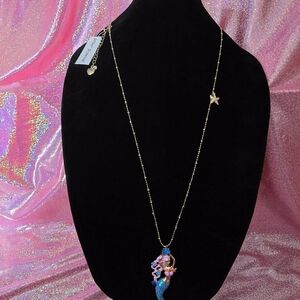 Collier Betsey Johnson Sirène - Pendentif Violet, Cristaux Et émail - Avec Boîte Cadeau